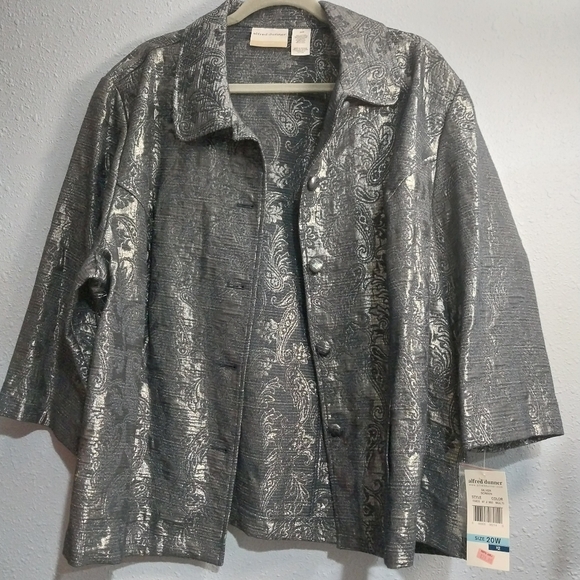 Silver Paisley Button-Up Jacket NWT 20W ALFRED DUNNER - Picture 7 of 7